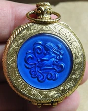 Vintage Max Factor Aquarius Zodiac Necklace Watch Compact w/Solid Perfume