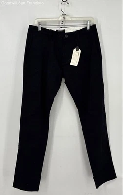 NWT Kennedy Black Cotton Flat Front Straight Leg Chino Mens Pants Size 30 - Image 1 of 4