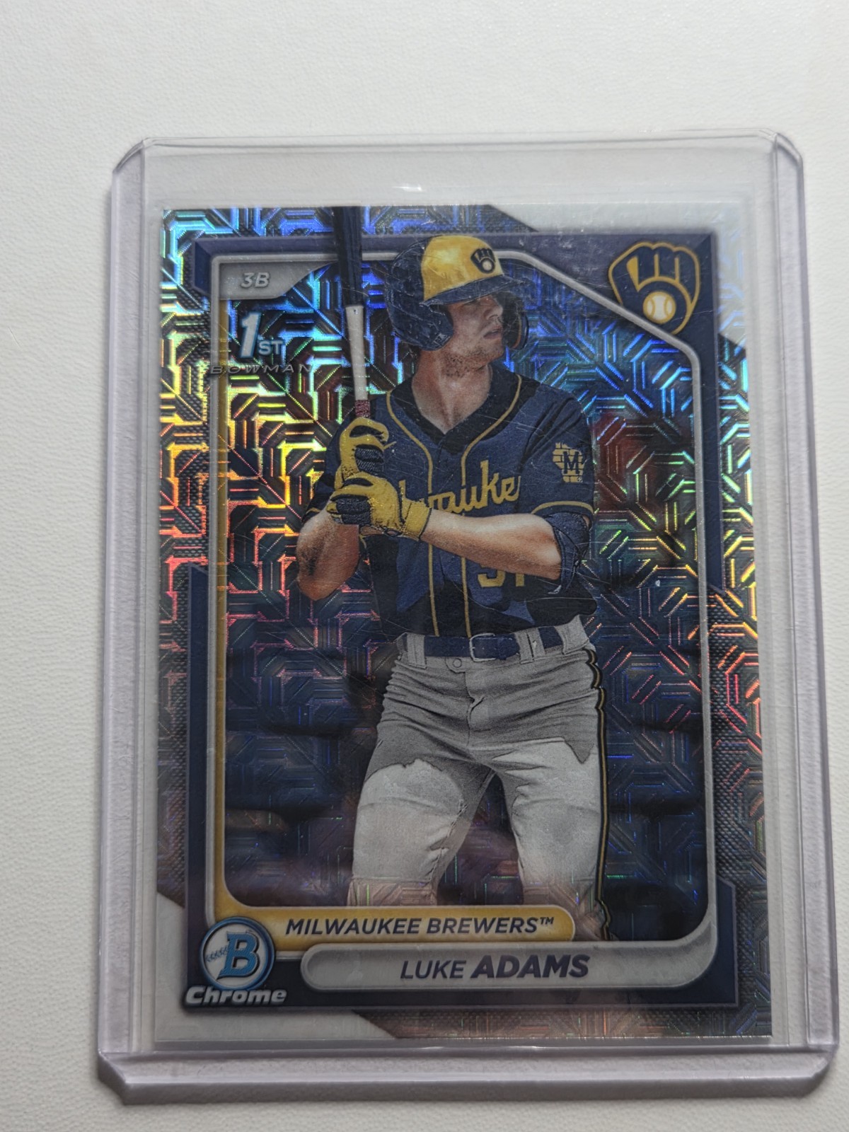 2024 Bowman Chrome 1st Refractor Mega Luke Adams BCP 50 Brewers