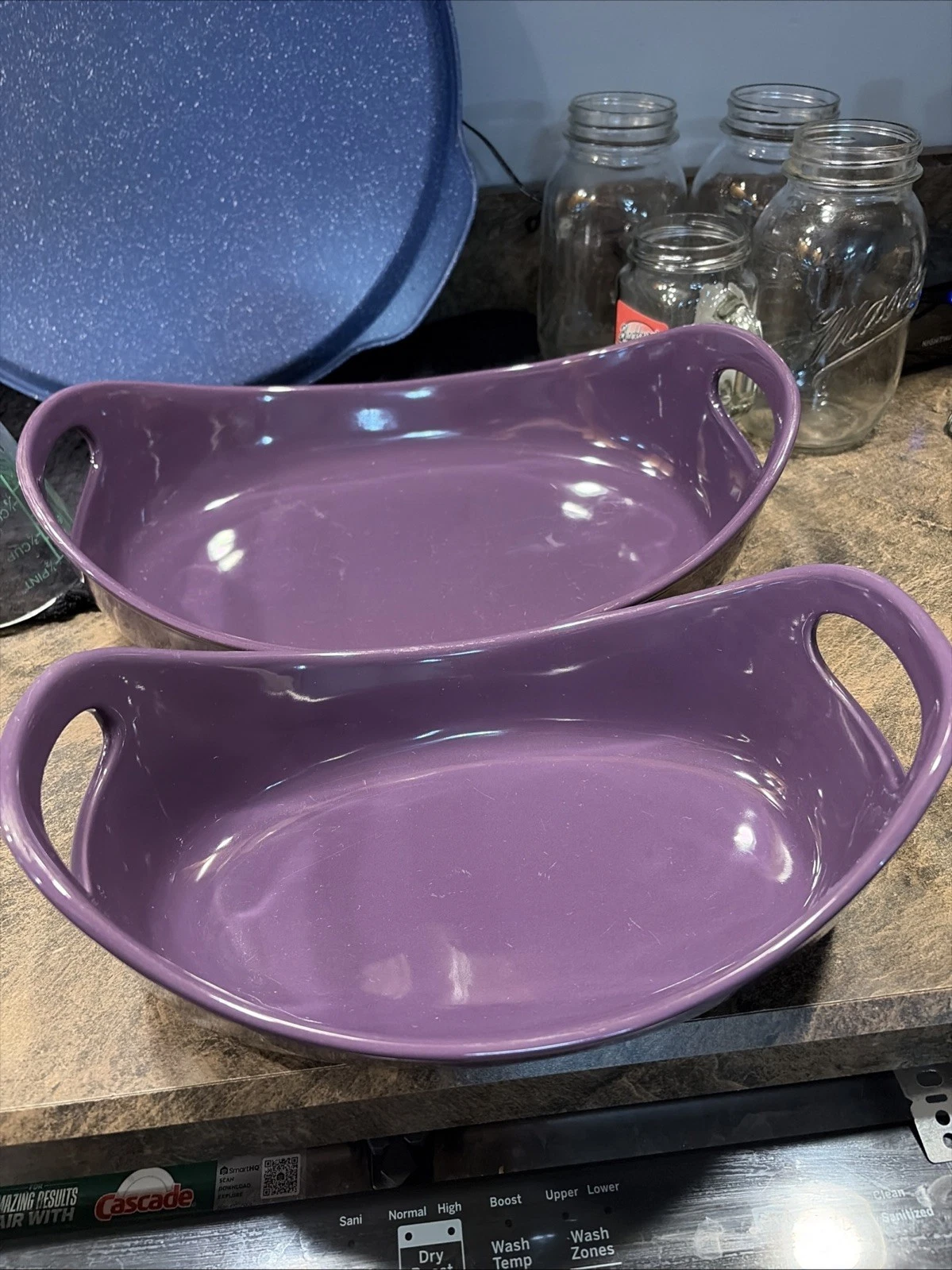 2 Piece Rachel Ray Purple/Eggplant Casserole Dish Set 1.25 quart, 2.25 quart