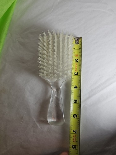 Vintage 7 Row Clear Lucite Hair Brush Nylon Bristles 6.5” Paddle Brush - Picture 12 of 15