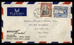 Mayfairstamps British Guiana 1950s Georgetown to New York NY USA air mail cover