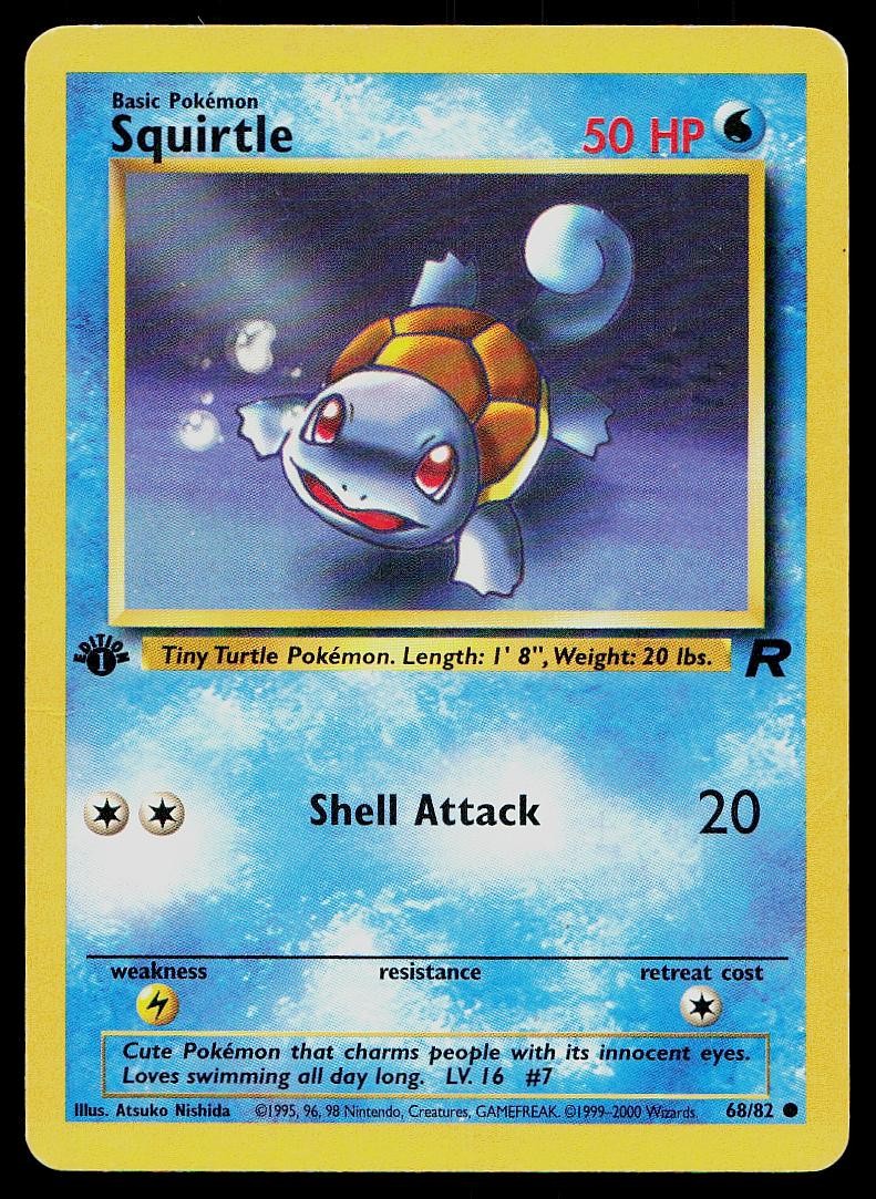 Pokemon Card Team Rocket Squirtle 68/82 1st Edition Common
