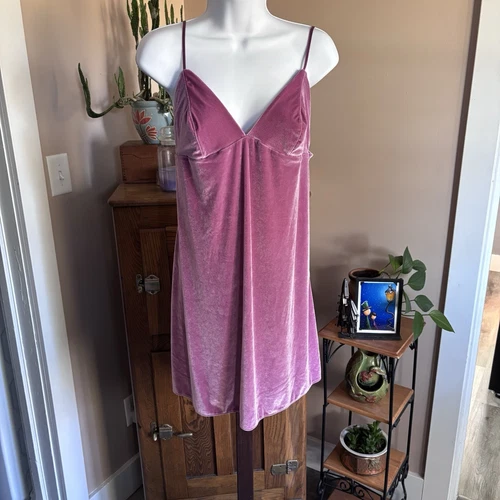 UNDERCOVER Victoria’s Secret Babydoll Vestito Velluto Slip Chemise Stile Rosa Donna L Nuovo senza etichette