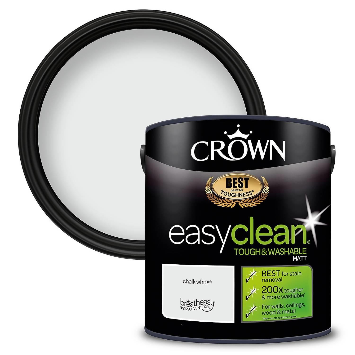 Crown Easyclean Matt Emulsion Paint - Chalky White - 2.5L - Image 2