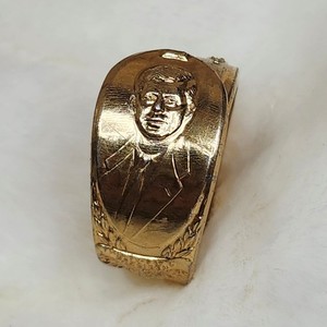 Authentic Gold Plated John F Kennedy Spoon Ring Size 12