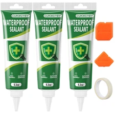 15.6 Oz Silicone Caulk (3 Pack 5.2 Oz) Squeeze Tube Waterproof Silicone Sealant 