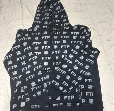 FTP x Undefeated All Over Print Hoodie Grey And Black