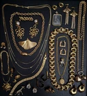VTG 80s 90s Gold Tone Jewelry Lot Estate Bold Costume Necklace Charms Mix 30pc