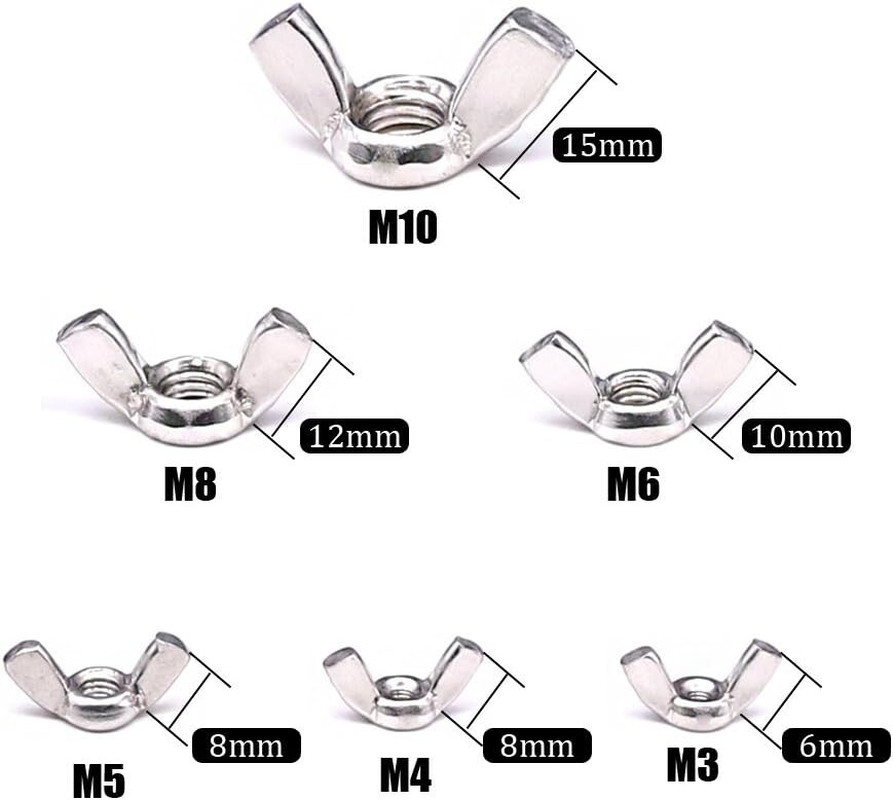 100-Pcs Butterfly Wing Nuts 304 Stainless Steel M3 M4 M5 M6 M8 M10 Assortment...