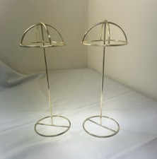 2Pcs Metal Hat Display Stand Tabletop Hat and Wig Rack Holder Gold