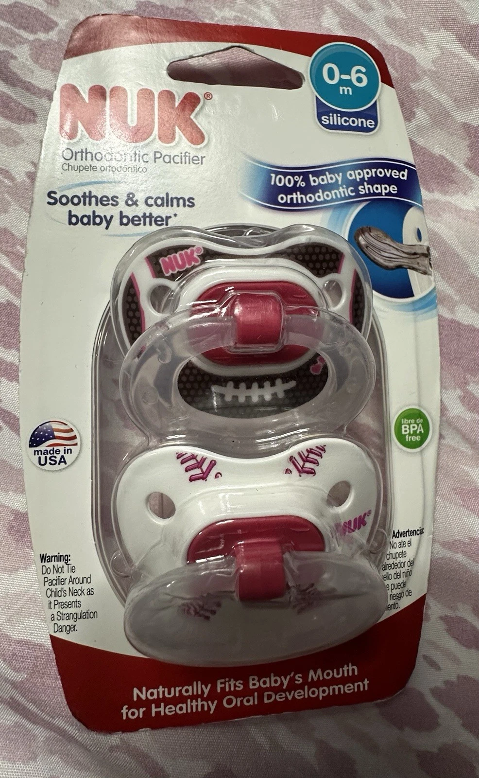 NUK 2 pack ORTHODONTIC PACIFIER 0-6 M, BPA Free Silicone, Baseball And Football
Opens in a new windo