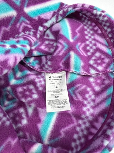 Columbia CSC Fleece Hood Women L/XL Fair Isle Purple Combo Fleece Pullover Hood - Picture 5 of 7