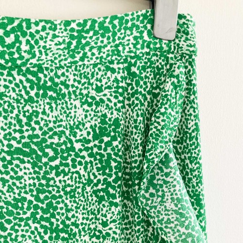 Whistles Skirt Size 14 Green Animal Print Frill Hem Midi Lightweight - Picture 7 of 18
