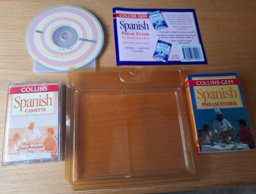 COLLINS SPANISH PHRASE FINDER PACK - BOOK, CASSETTE, HOME MADE CD OF CASSETTE