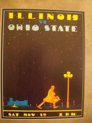 VINTAGE OHIO STATE BUCKEYES COLLEGE FOOTBALL PROGRAM FRAMED VS. ILLINOIS - Picture 3 of 7