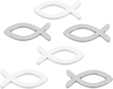 Holzfische Taufdeko Junge Mädchen, 150 Stücke Streufische Weiß Kommunionsdeko Er