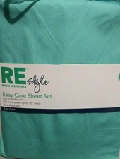 ROOM ESSENTIALS EASY CARE FULL SIZE SHEET SET 225 THREAD COUNT COLOR TEAL