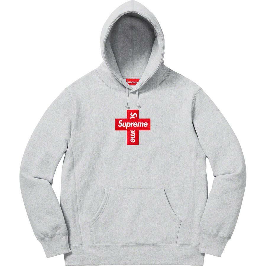 Supreme Cross Box Logo Hooded Sweatshirt Large Grey/Black F/W 20
