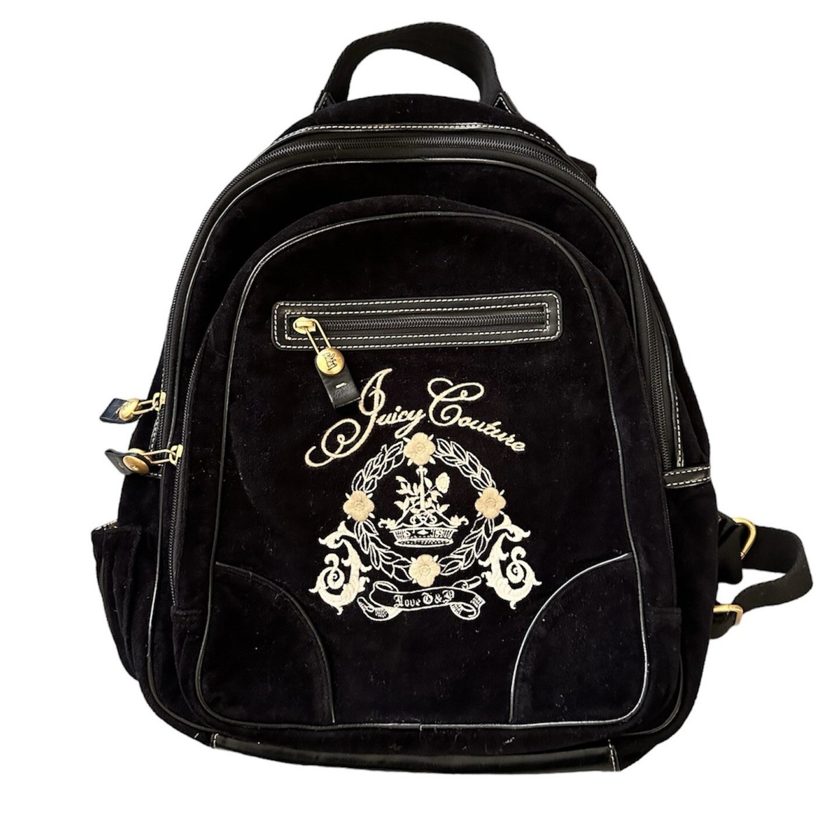 Y2K Vintage JUICY COUTURE Black Velour BACKPACK Bookbag Y2K Vintage JUICY COUTURE Black Velour BACKPACK Bookbag