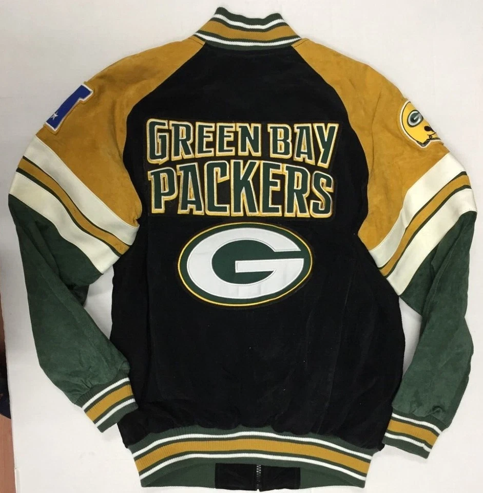 Chaqueta de cuero de gamuza con cremallera completa Green Bay Packers NFL GIII para hombre MEDIANA Foto 2 de 4