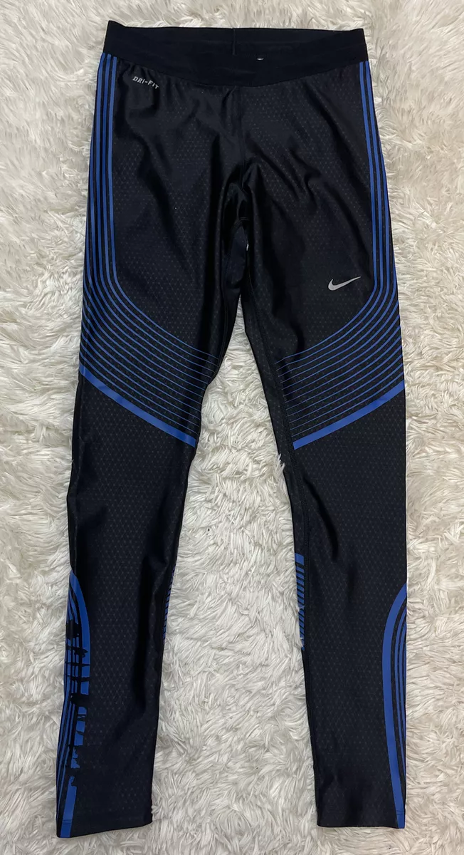 Nike Dri-Fit Running Hyper Power Speed Tight Pants Womens Black/Blue Sz S