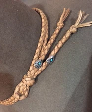 STERLING BEAR PAWS BRAIDED DEERSKIN LEATHER WESTERN HATBAND HORSE COWBOY HAT