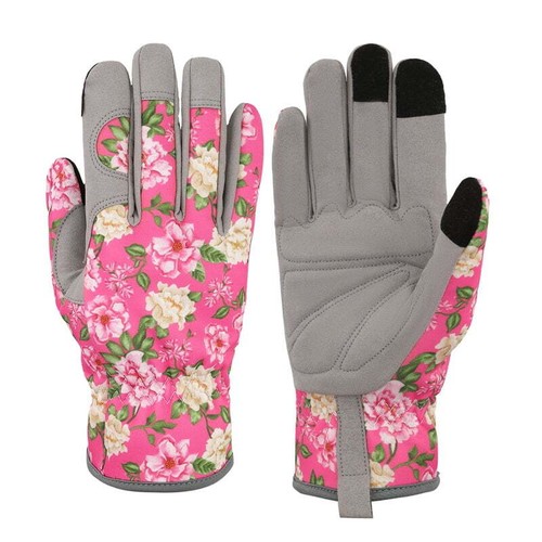 1 Pair Floral Gardening Gloves for Women, Breathable Garden Gloves with Grip, T