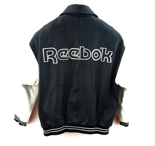 Reebok Leather Jacket Black White 