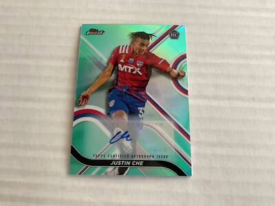 2022 Topps Finest MLS Soccer JUSTIN CHE RC ROOKIE Aqua Refractor Auto 66/75