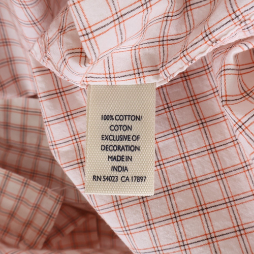 Old Navy Dress Shirt Button Down Collar Mens XL White Orange Checks Short Sleeve - Picture 7 of 7