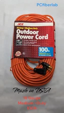 ACE  100Ft 16 Gauge Safety Orange Extension-Power Cord 16/3 SJTW Grounded