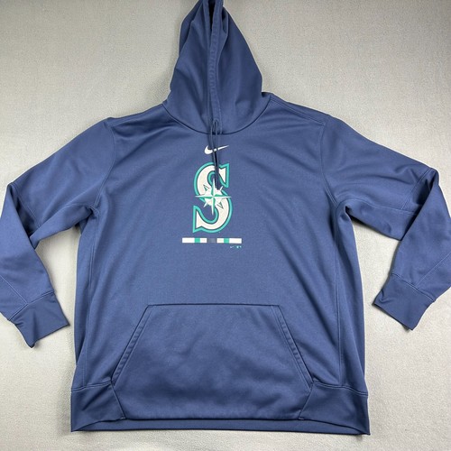 Seattle Mariners Hoodie Mens 3XL Blue Sweatshirt Center Swoosh MLB Dri Fit