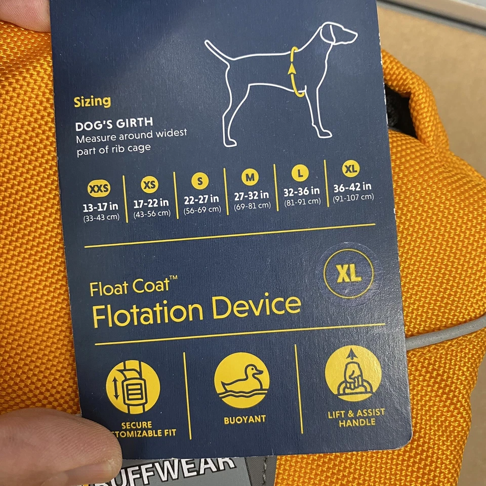 Abrigo flotador Ruffwear chaleco salvavidas para perro grande XL onda naranja nuevo con etiquetas 36-42 pulgadas  Foto 4 de 4