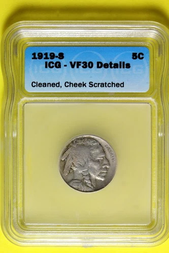 1919 S ICG VF30 Details Buffalo Nickel #B43054