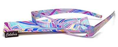 Calabria 745 Hawaiian Print Reading Glasses with Matching Case in Purple +1.00