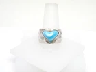 Authentic Vintage Larimar Specimen Ring .925 Sterling Silver Mounting  Size 8.5