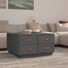 Lechnical Coffee Table Grey 80x80x45  Solid Wood Pine,Coffee Table,End V8M0