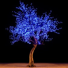 Bright Baum LED Light Cherry Artificial Tree 9-Feet Blue Garden Decor Christmas
