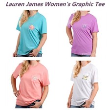 WOMEN'S SHORT SLEEVE GRAPHIC TEE BY LAUREN JAMES ~ SELECT COLOR & SIZE NEW
