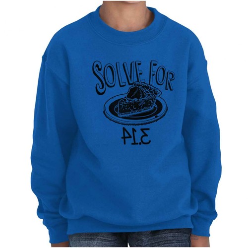 Funny Food Math Pun Joke Solve For Pie Humor Youth Fleece Sweatshirt Boy or Girl - Picture 8 of 9
