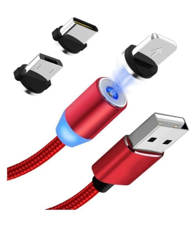 CAVO DI RICARICA CELLULARE MAGNETICO TIPO TYPE C IPHONE MICRO USB CAVETTO 3 IN 1 - Immagine 3 di 4