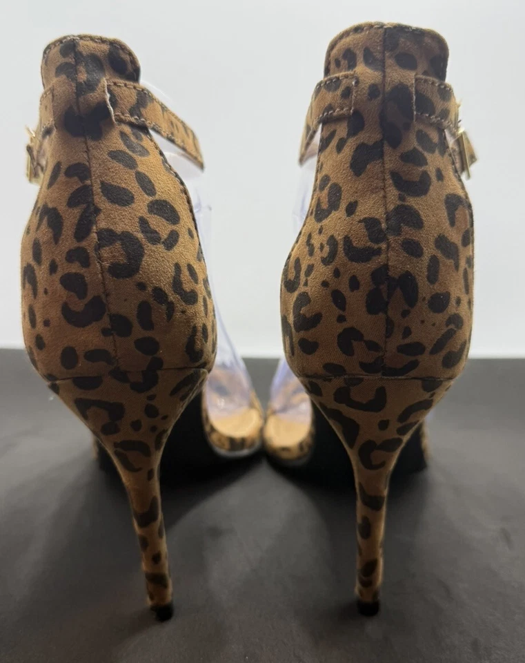 Sandália Salto MATERIAL MENINA Feminina BLAIRE Estampa de Leopardo Animal Sapatos Tamanho 6M - Imagem 3 de 4
