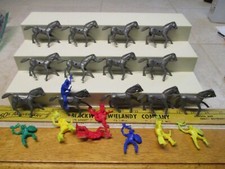 VTG Lot MPC Ideal Gray Plastic Horses Indians 45mm Toy Soldiers Figures C93