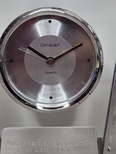 Danbury Clock Co. “Work Hard Always Pays Off" Quartz Glass Mantle Clock - Picture 5 of 7
