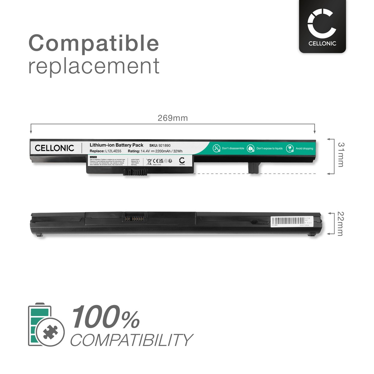 CELLONIC Batteria Compatibile con Lenovo M4400 V4400 2200mAh