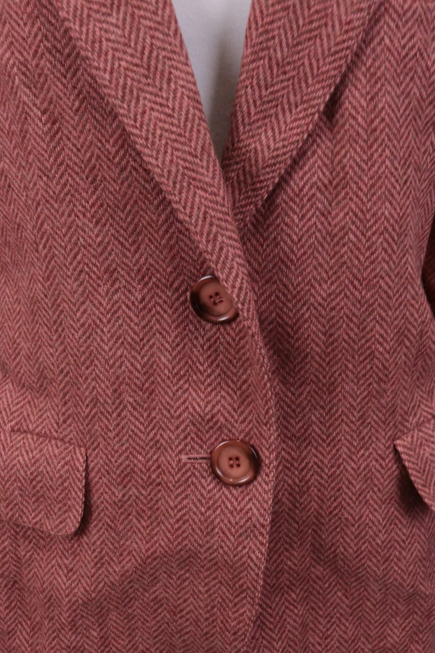 Giacca blazer monopetto YVES SAINT LAURENT bordeaux tweed lana taglia 42