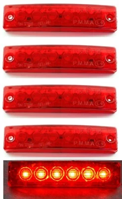 5X 12V LED Rouge Feu De Marquage Latéral Arrière Camion Bus Fourgon Camping-Car - Photo 1/4