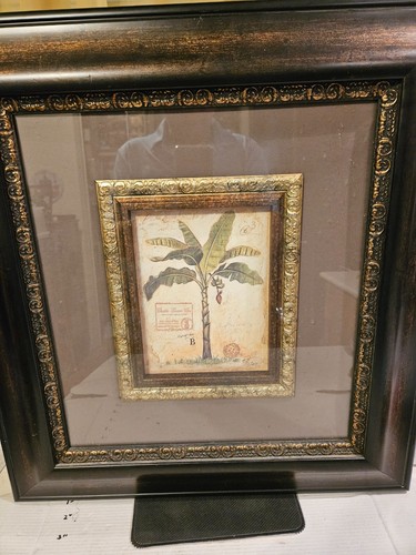 Chad Barrett Banana Palm Offset Lithograph Artwork Beautiful 21 X 23 wood framed - Picture 12 of 12