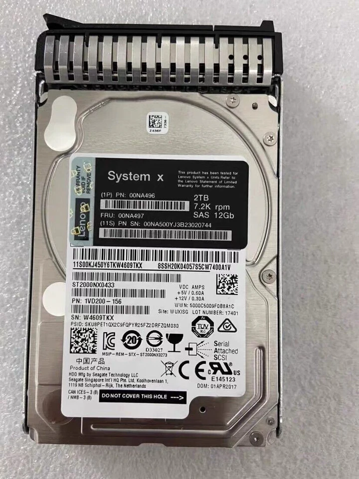 NEW Lenovo 2TB 00NA497 00NA496 00NA500 12Gbps 7.2K SAS 2.5" G3HS HARD DRIVE - Image 3 of 4